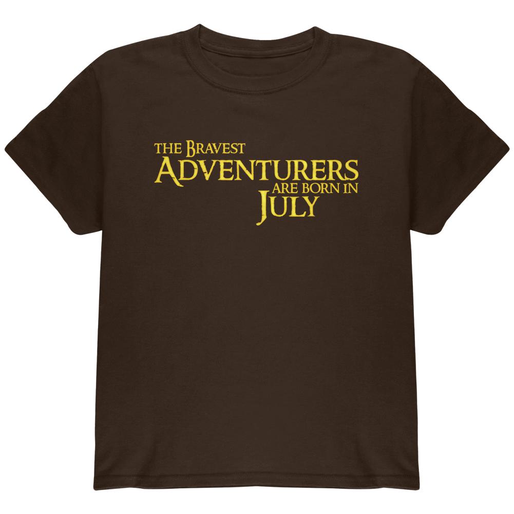 Brave Adventurers are Born in July Youth T Shirt Youth T-Shirts Old Glory LG Dark Chocolate 