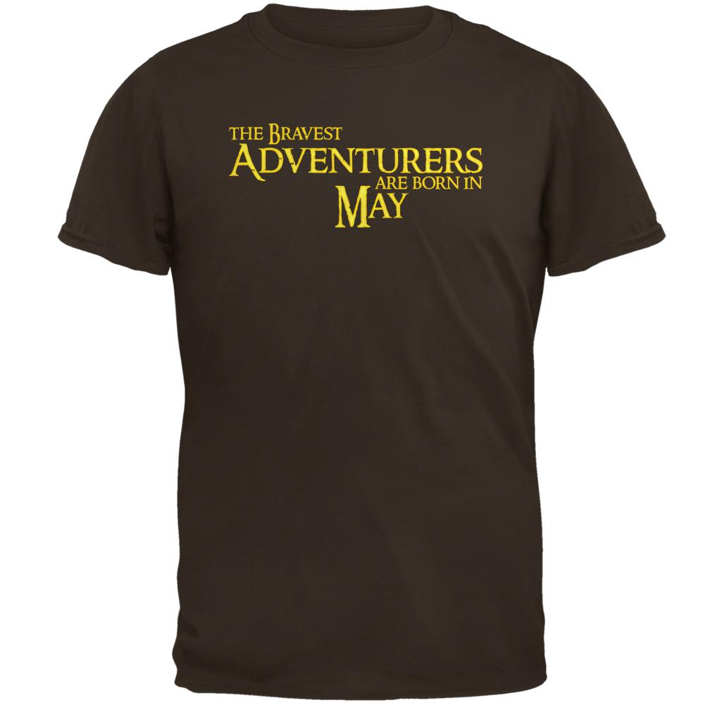 Brave Adventurers are Born in May Mens T Shirt Men's T-Shirts Old Glory 2XL Brown 