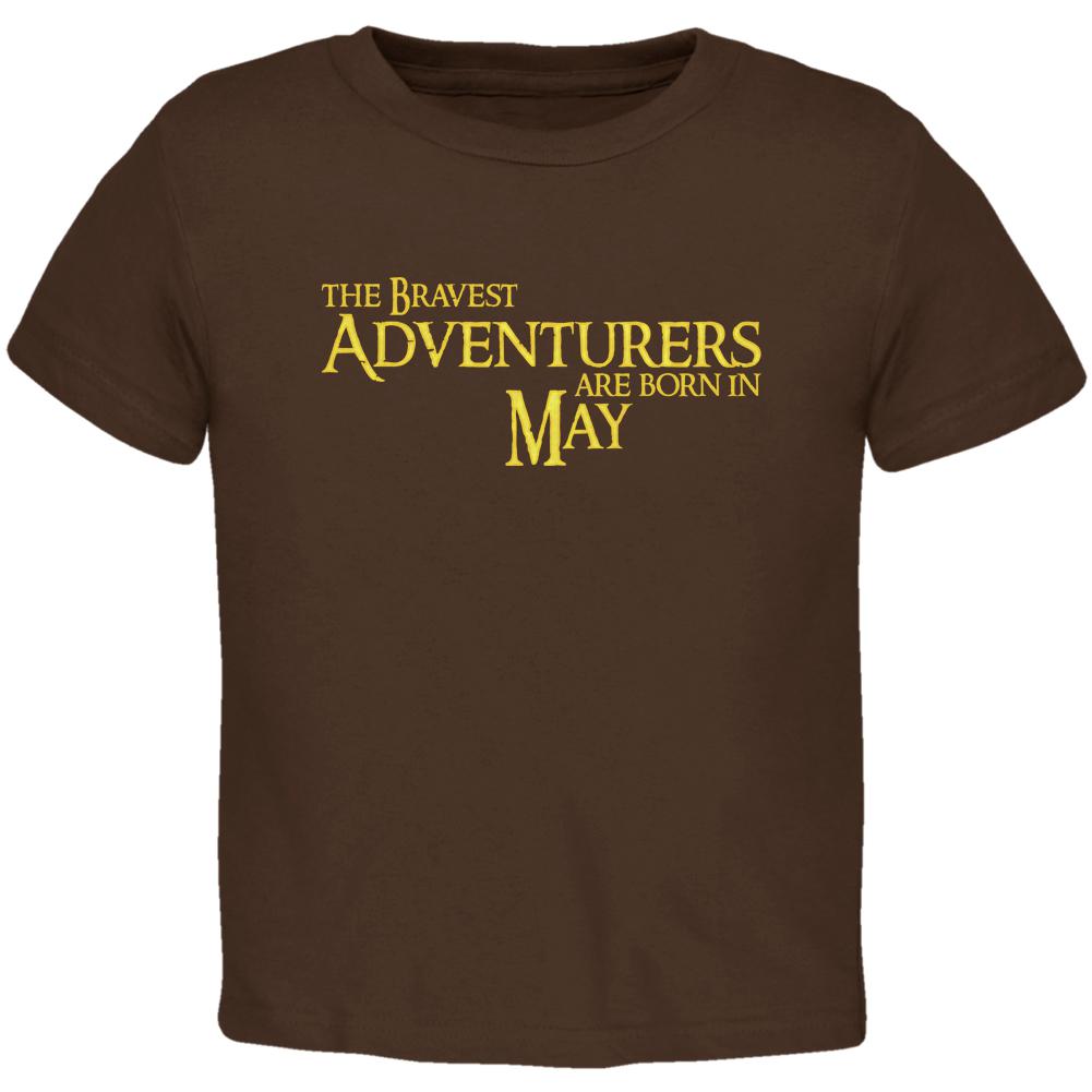 Brave Adventurers are Born in May Toddler T Shirt Toddler T-Shirts Old Glory 2T Brown 