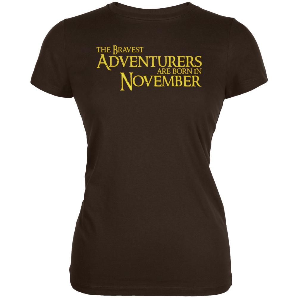 Brave Adventurers are Born in November Juniors Soft T Shirt Juniors T-Shirts Old Glory 2XL Brown 