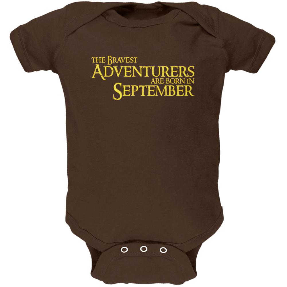 Brave Adventurers are Born in September Soft Baby One Piece Baby One Piece Old Glory 12-18M Brown 