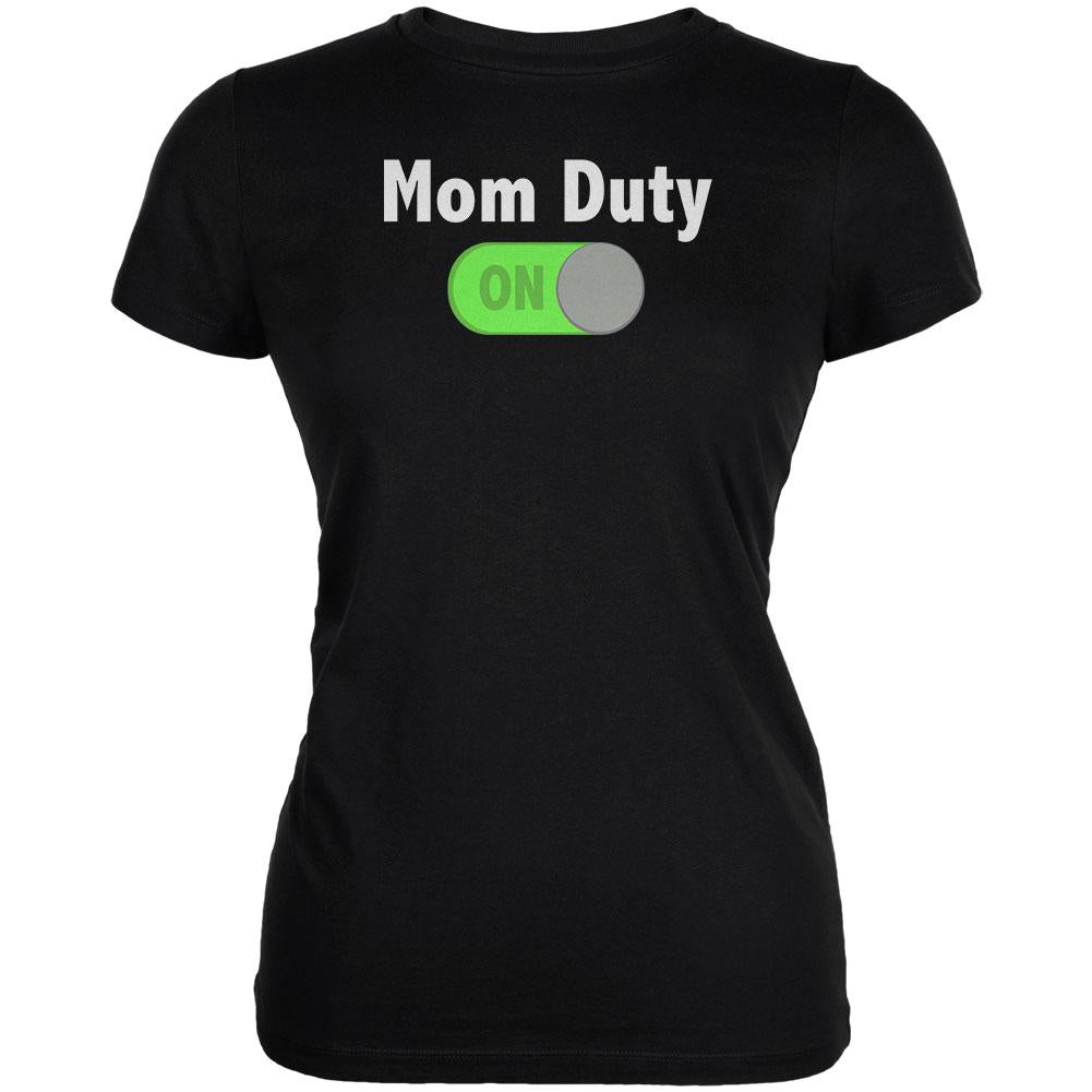 Mother's Day Mom Duty On Juniors Soft T Shirt Juniors T-Shirts Old Glory 2XL Black 