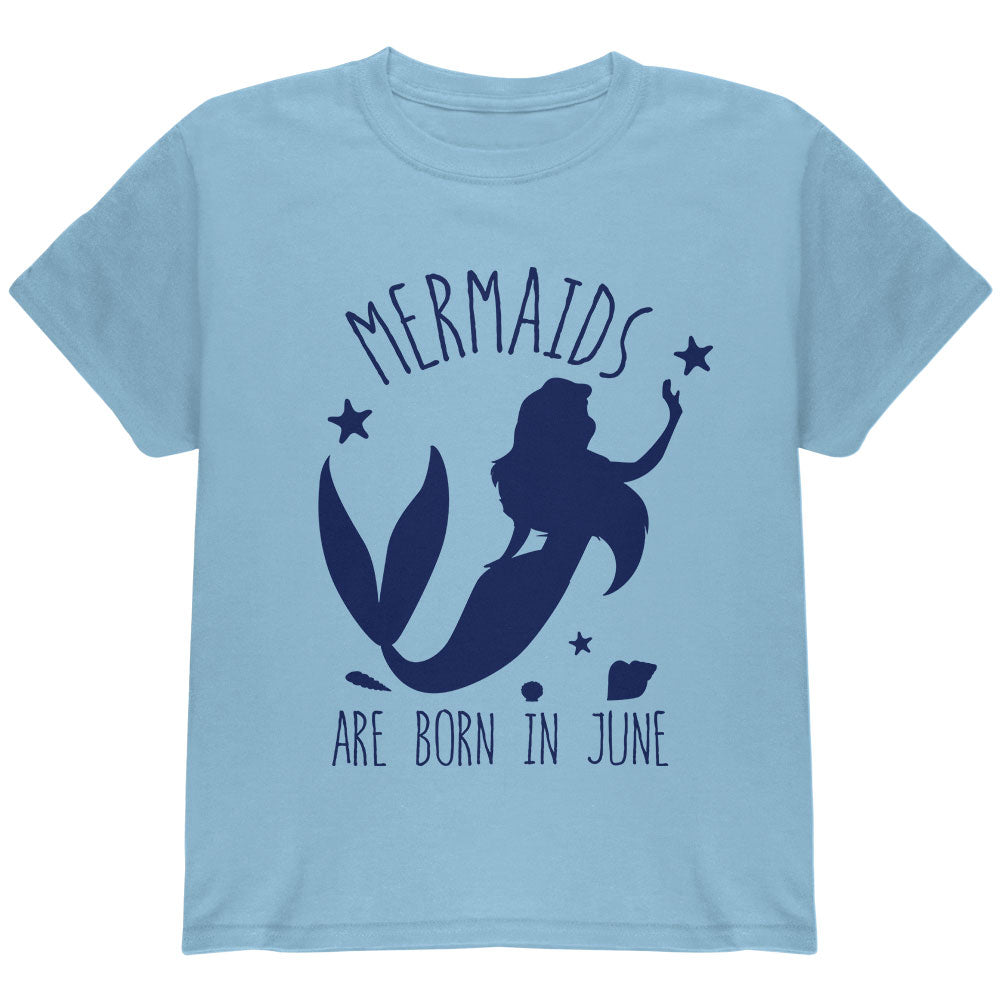 Mermaids Are Born In June Youth T Shirt Youth T-Shirts Old Glory YLG Light Blue 