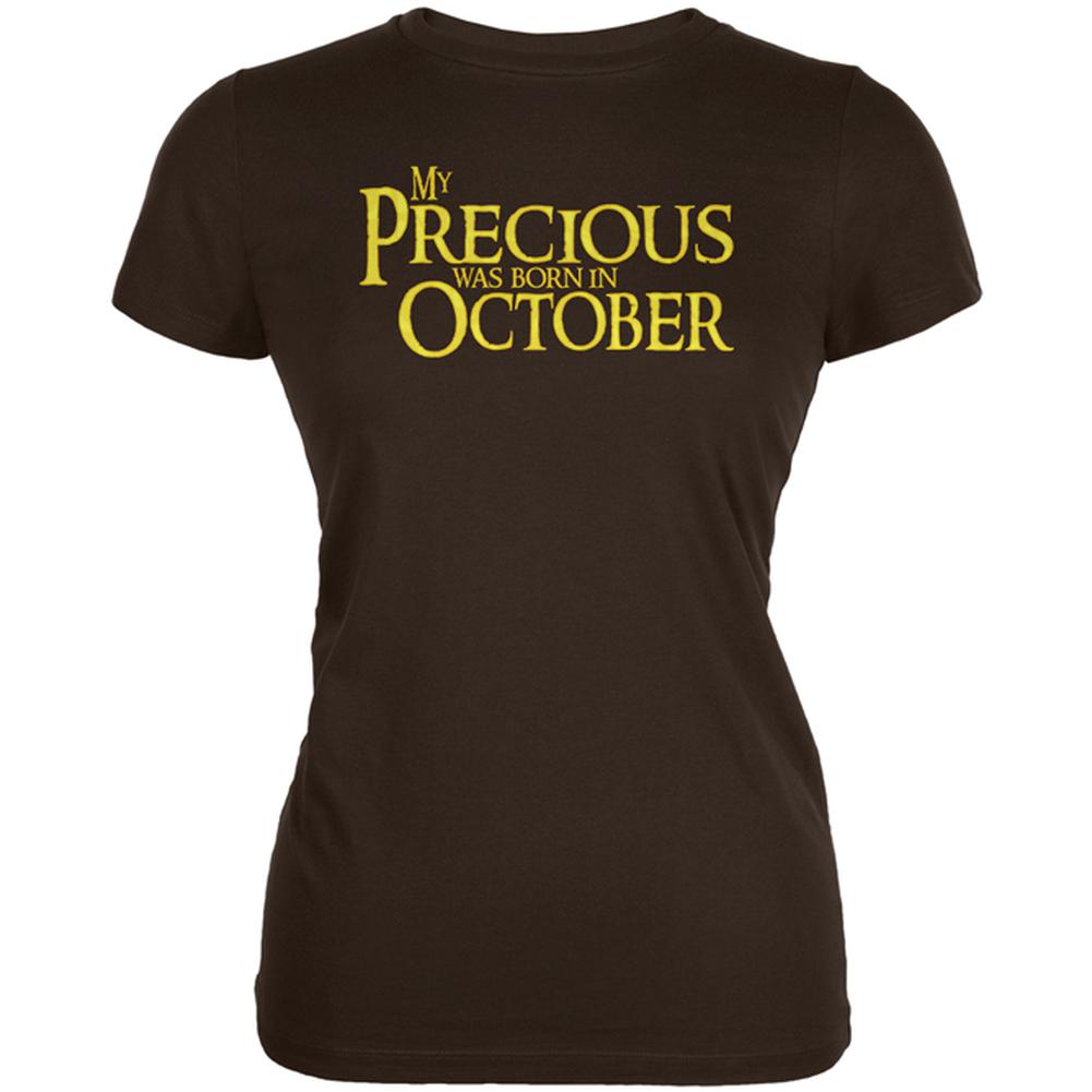 My Precious was Born in October Juniors Soft T Shirt Juniors T-Shirts Old Glory 2XL Brown 