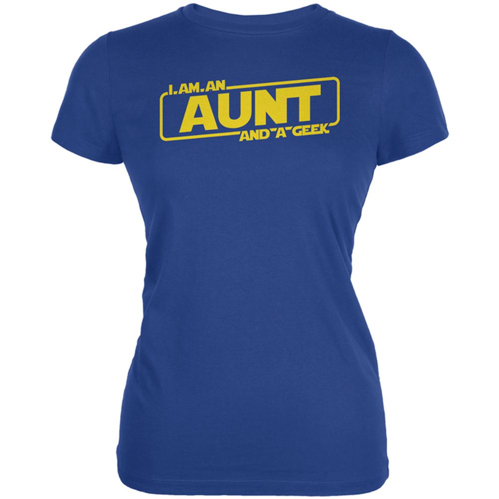 An Aunt and a Geek Juniors Soft T Shirt Juniors T-Shirts Old Glory 2XL Royal 