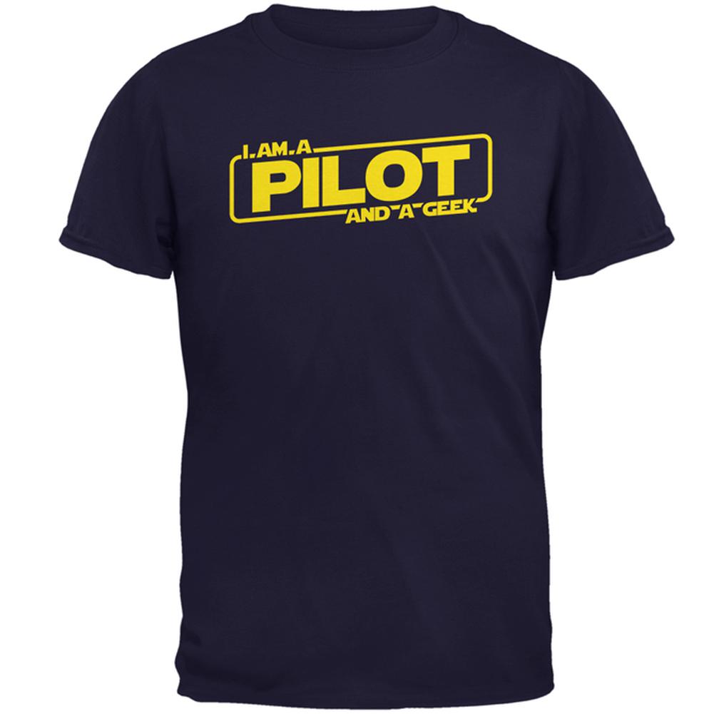 A Pilot and a Geek Mens T Shirt Men's T-Shirts Old Glory 2XL Navy 