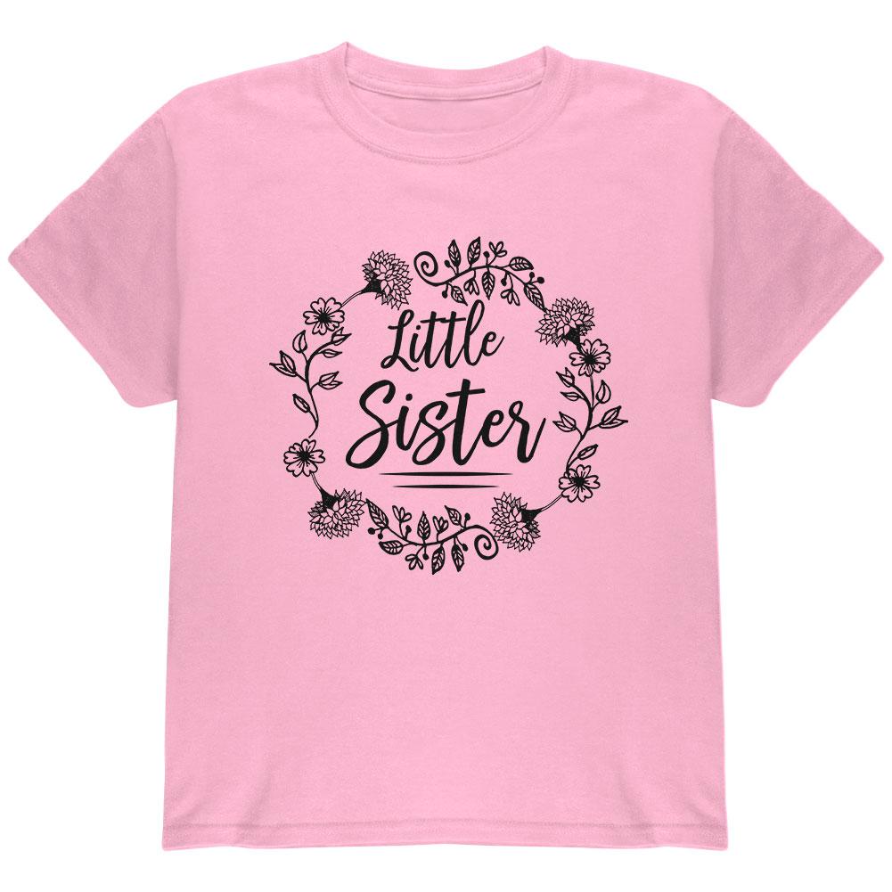 Little Sister Flower Wreaths Youth T Shirt Youth T-Shirts Old Glory LG Light Pink 