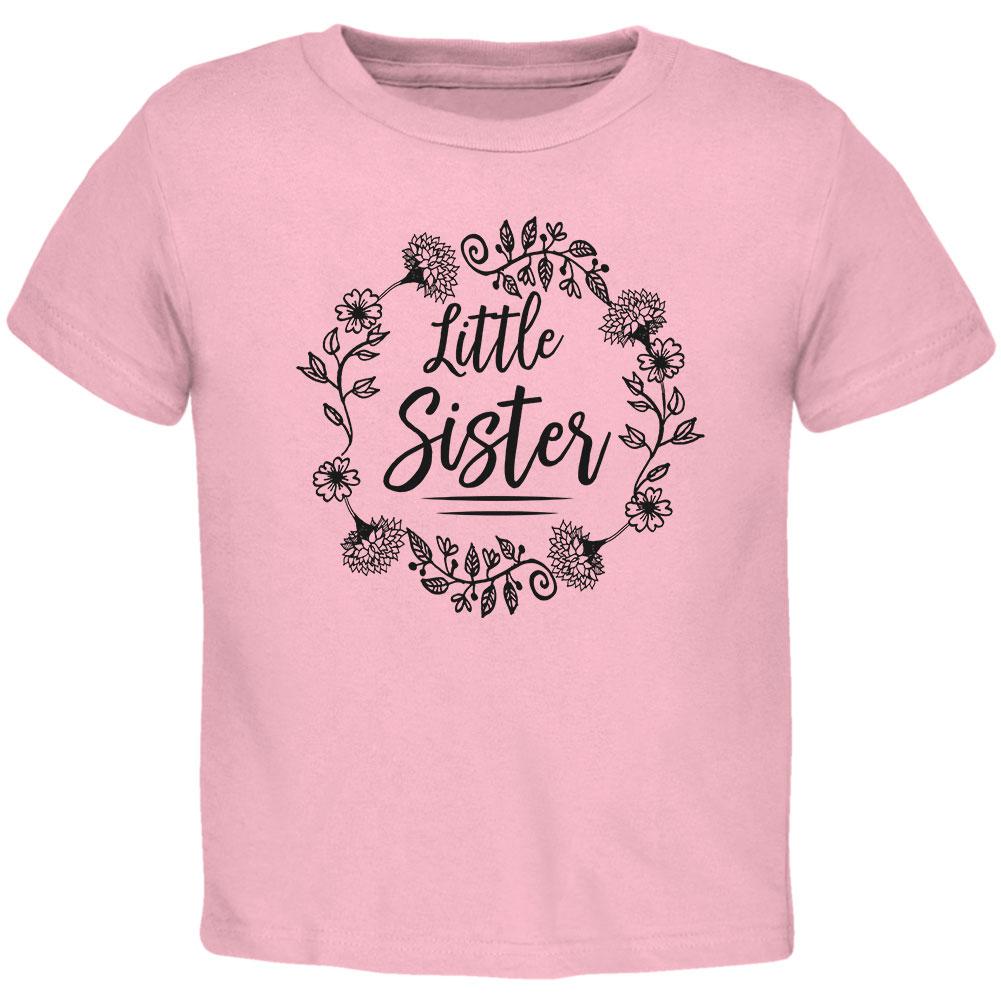 Little Sister Flower Wreaths Toddler T Shirt Toddler T-Shirts Old Glory 2T Light Pink 