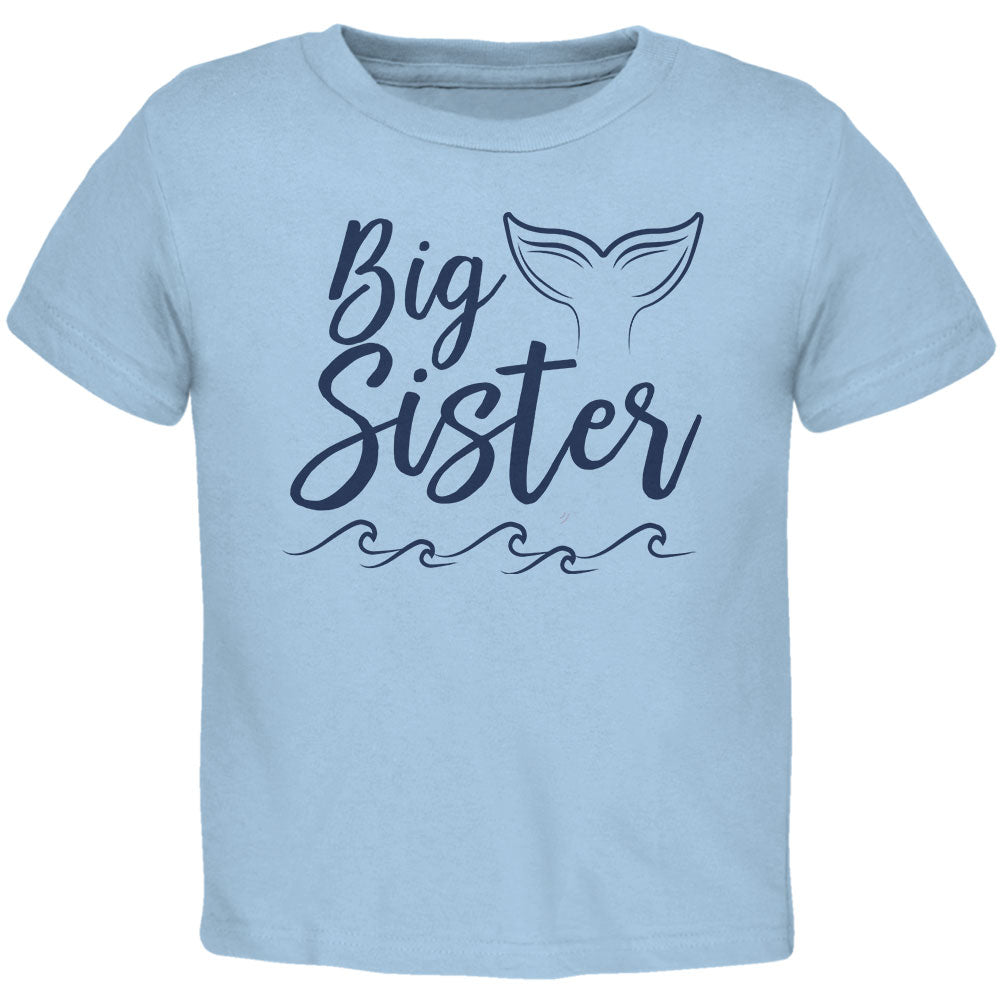 Big Sister Mermaid Tail Ocean Toddler T Shirt Toddler T-Shirts Old Glory 2T Light Blue 