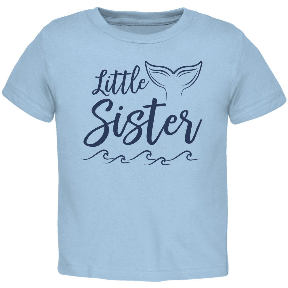 Little Sister Mermaid Tail Ocean Toddler T Shirt Toddler T-Shirts Old Glory 2T Light Blue 