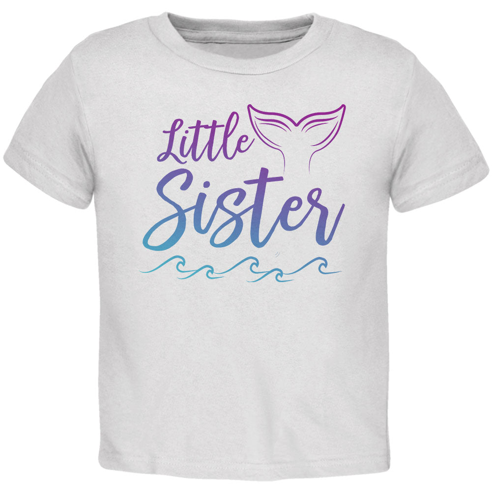 Little Sister Mermaid Tail Ocean Toddler T Shirt Toddler T-Shirts Old Glory 2T White 