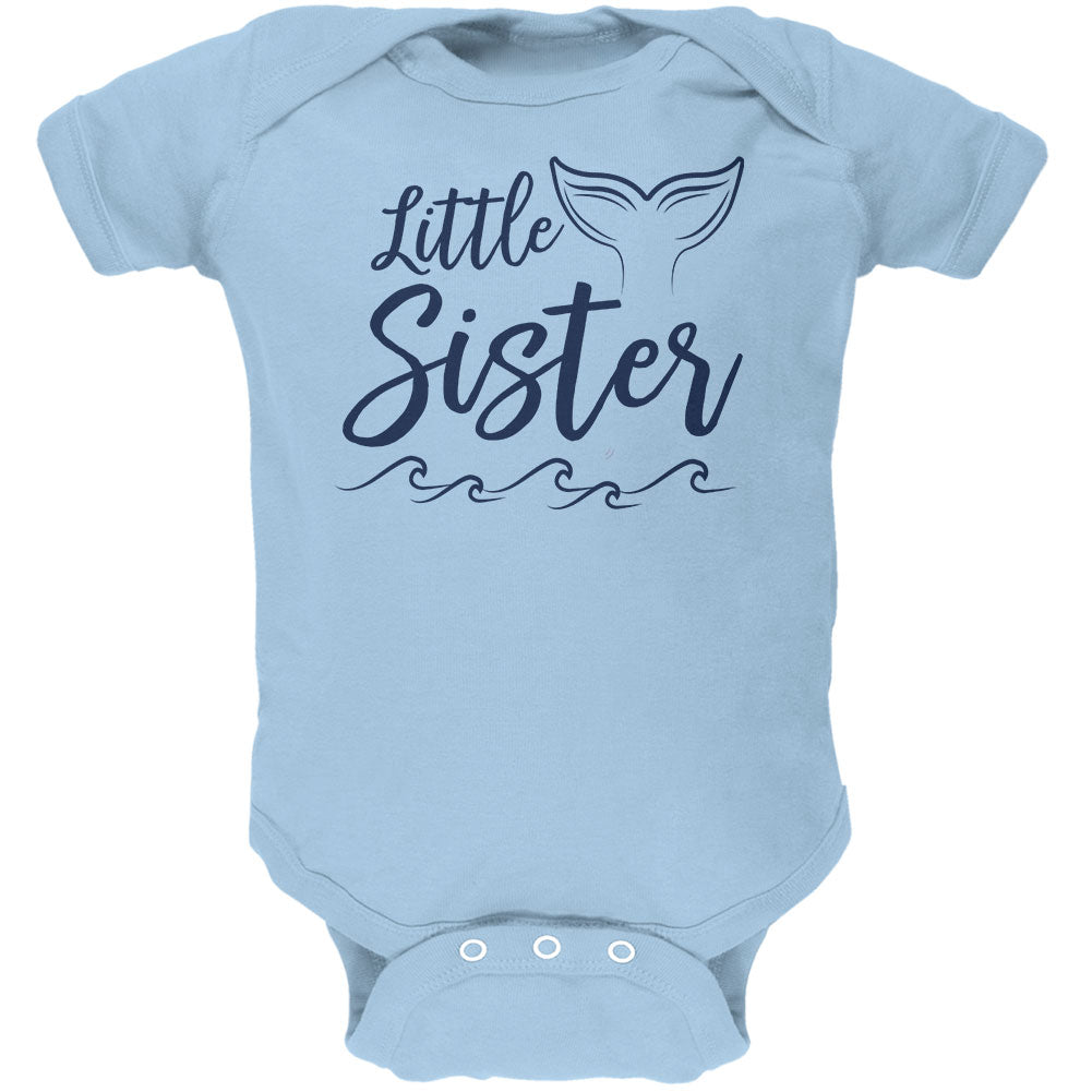 Little Sister Mermaid Tail Ocean Soft Baby One Piece Baby One Piece Old Glory 0-3M Light Blue 