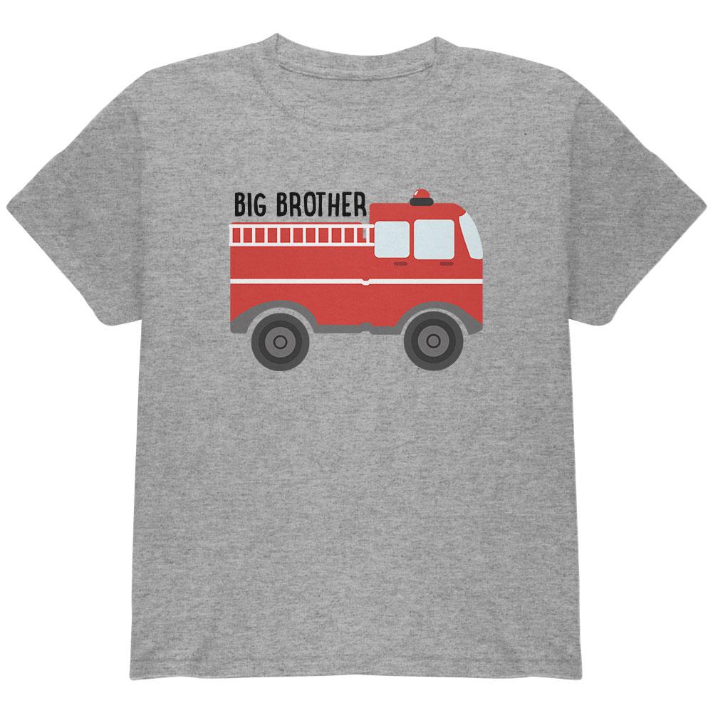 Big Brother Fire Truck Youth T Shirt Youth T-Shirts Old Glory LG Heather 