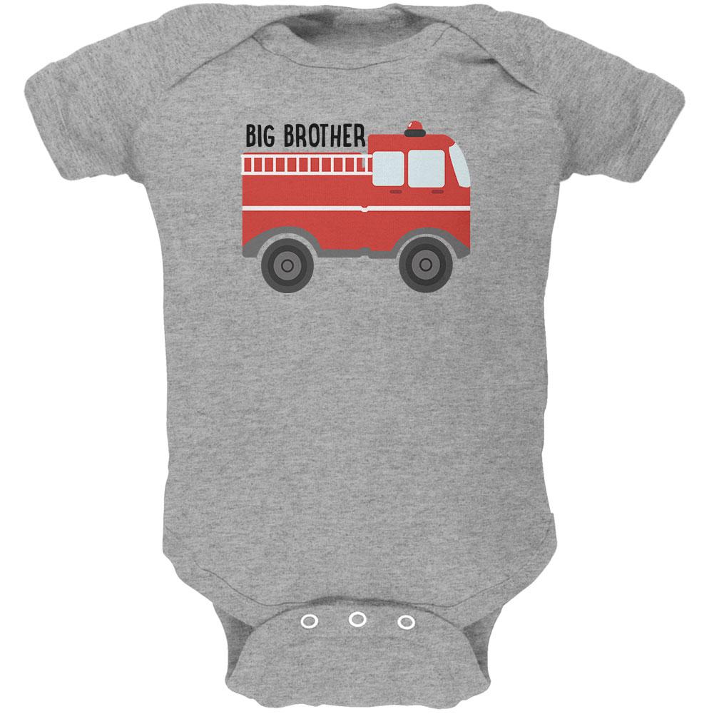 Big Brother Fire Truck Soft Baby One Piece Baby One Piece Old Glory 0-3M Heather 