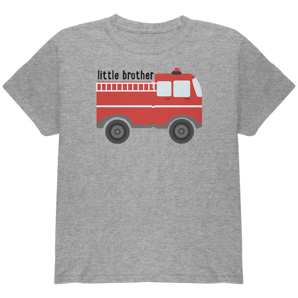 Little Brother Fire Truck Youth T Shirt Youth T-Shirts Old Glory LG Heather 