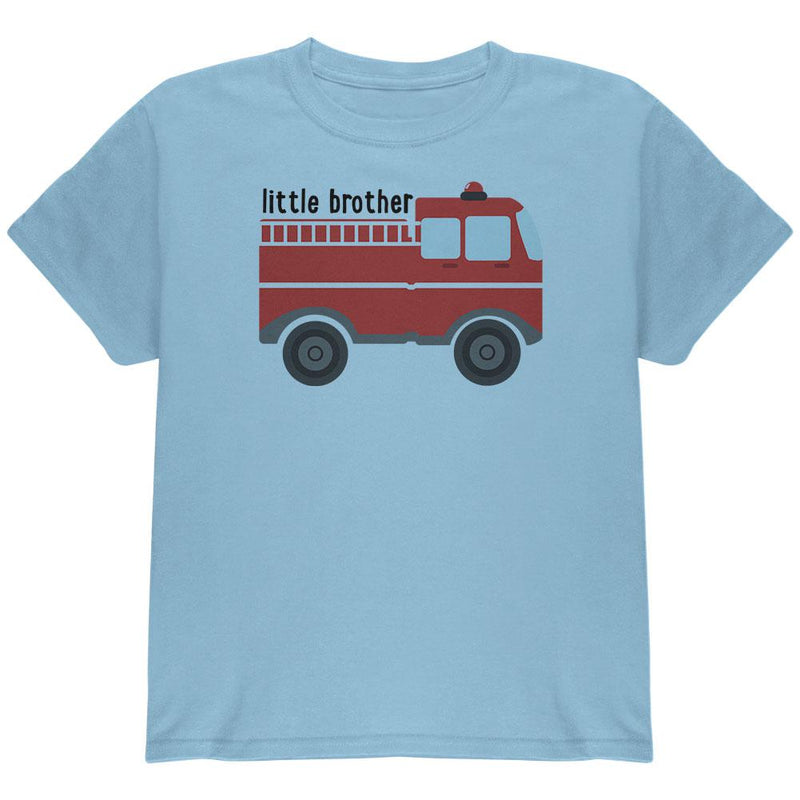 Little Brother Fire Truck Youth T Shirt Youth T-Shirts Old Glory LG Light Blue 