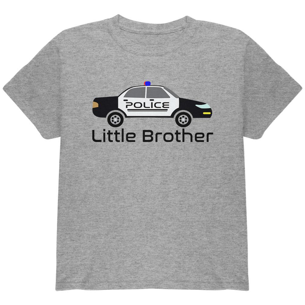 Little Brother Police Car Youth T Shirt Youth T-Shirts Old Glory LG Heather 