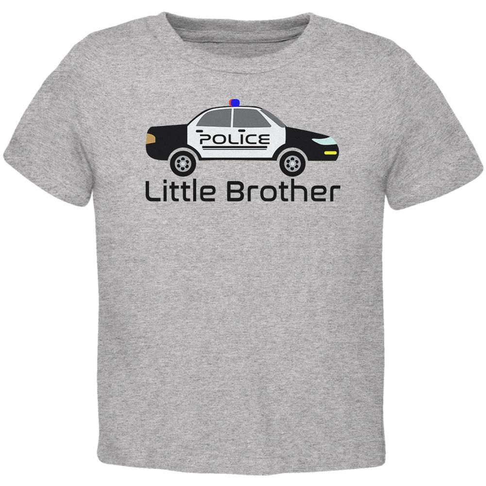 Little Brother Police Car Toddler T Shirt Toddler T-Shirts Old Glory 2T Heather 