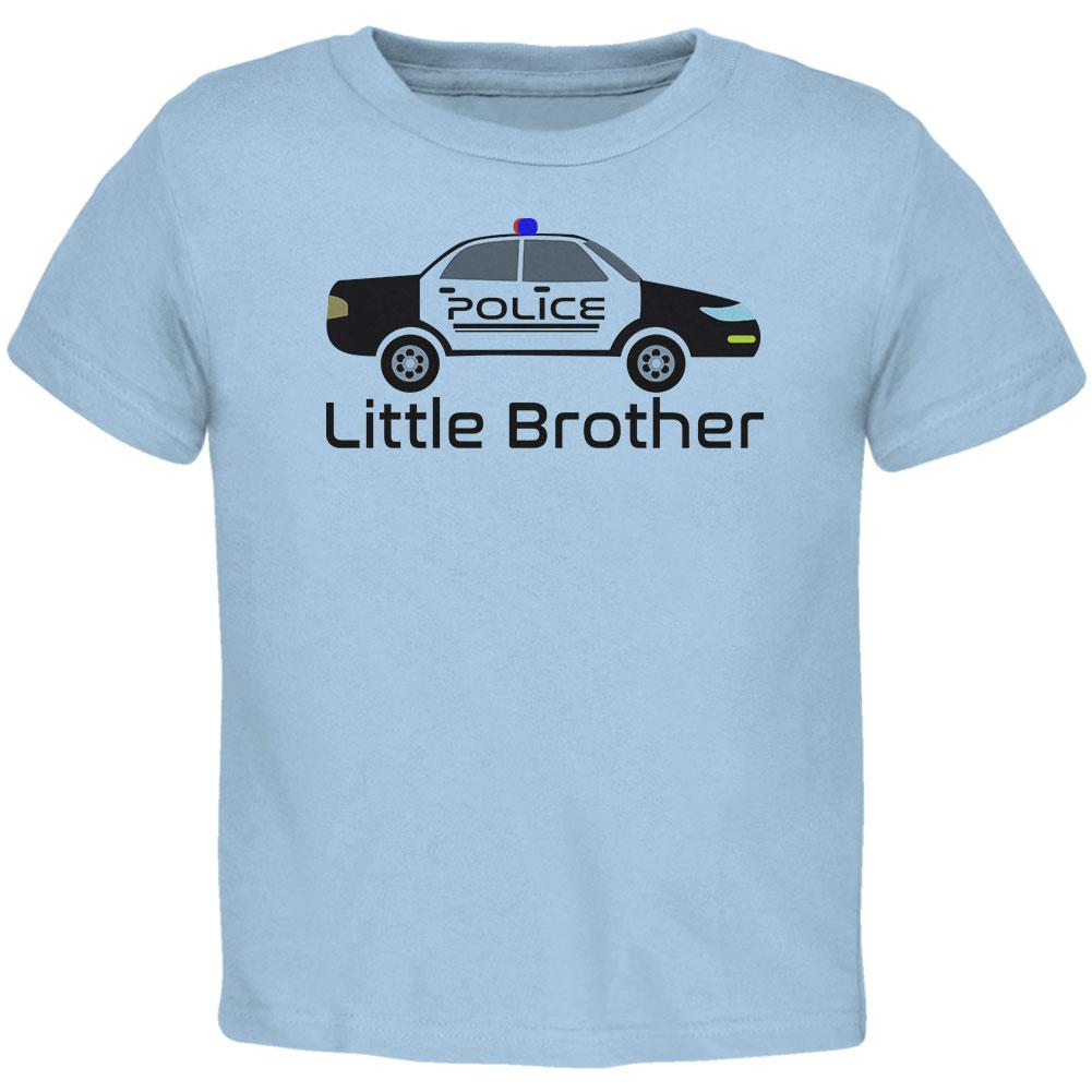 Little Brother Police Car Toddler T Shirt Toddler T-Shirts Old Glory 2T Light Blue 