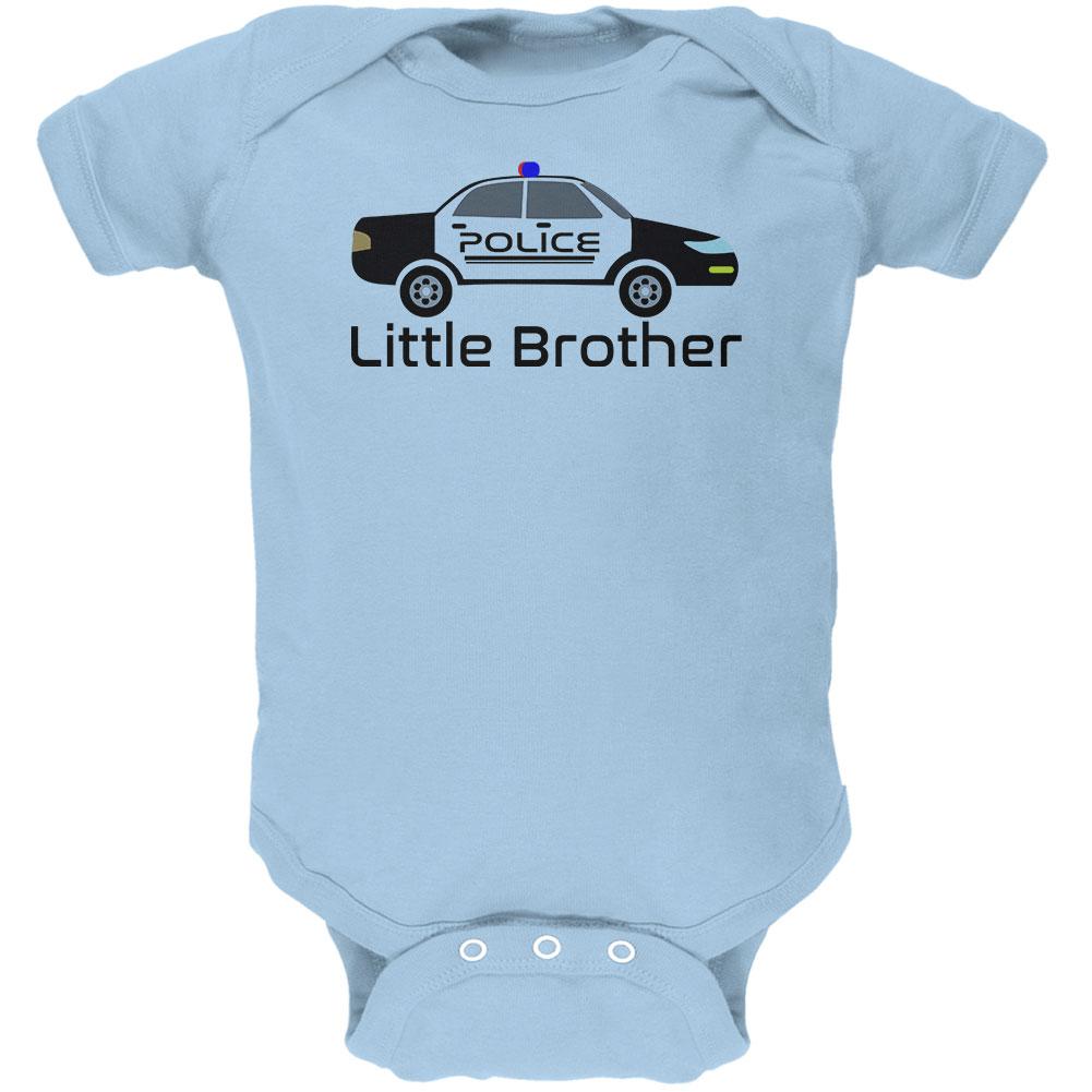 Little Brother Police Car Soft Baby One Piece Baby One Piece Old Glory 0-3M Light Blue 