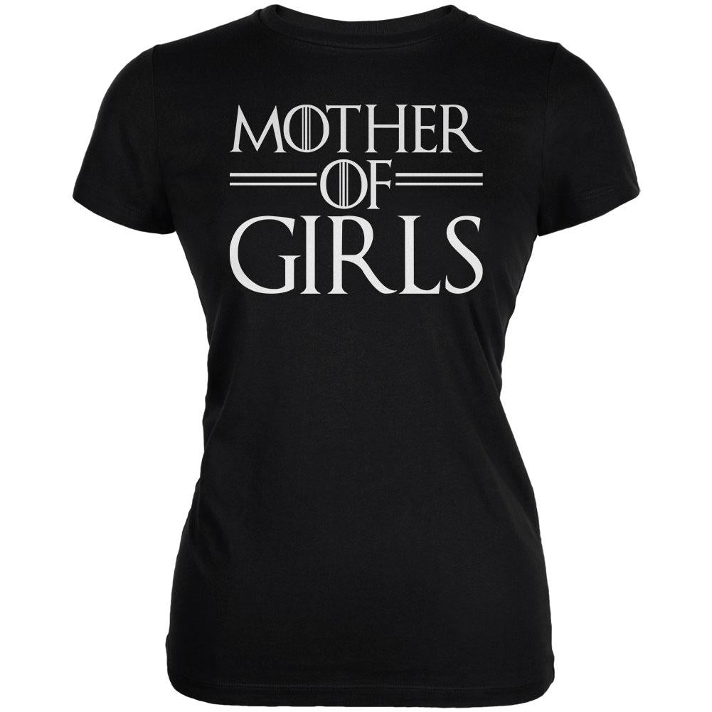 Mother's Day Mother Of Girls Juniors Soft T Shirt Juniors T-Shirts Old Glory 2XL Black 