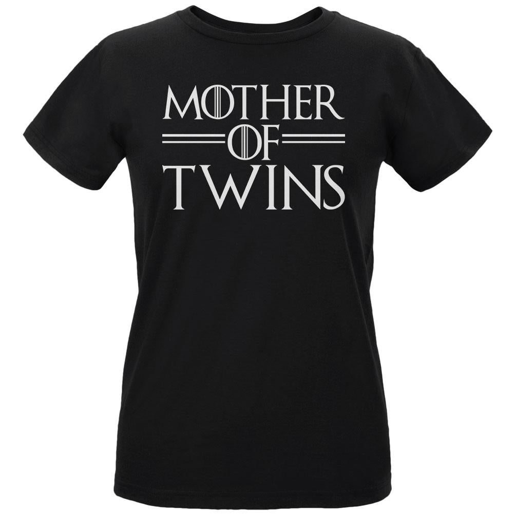 Mother's Day Mother Of Twins Womens Organic T Shirt Women's T-Shirts Old Glory LG Black 