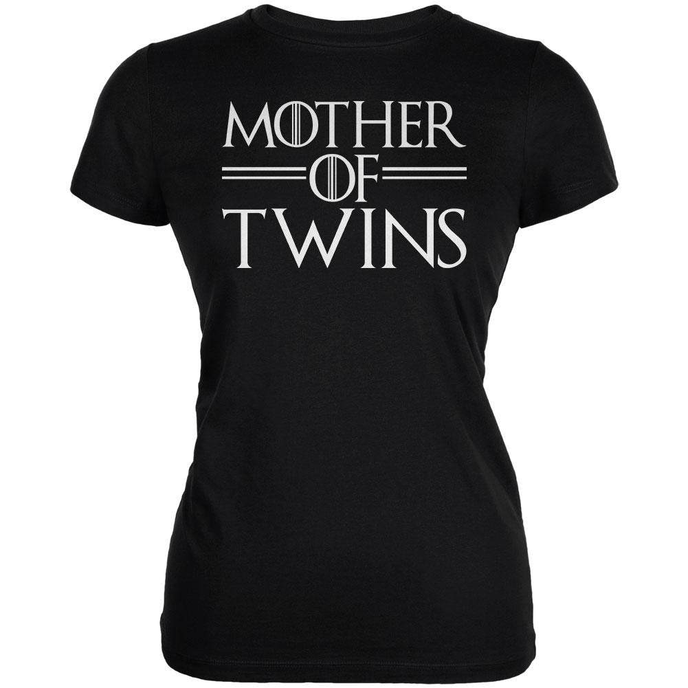 Mother's Day Mother Of Twins Juniors Soft T Shirt Juniors T-Shirts Old Glory 2XL Black 