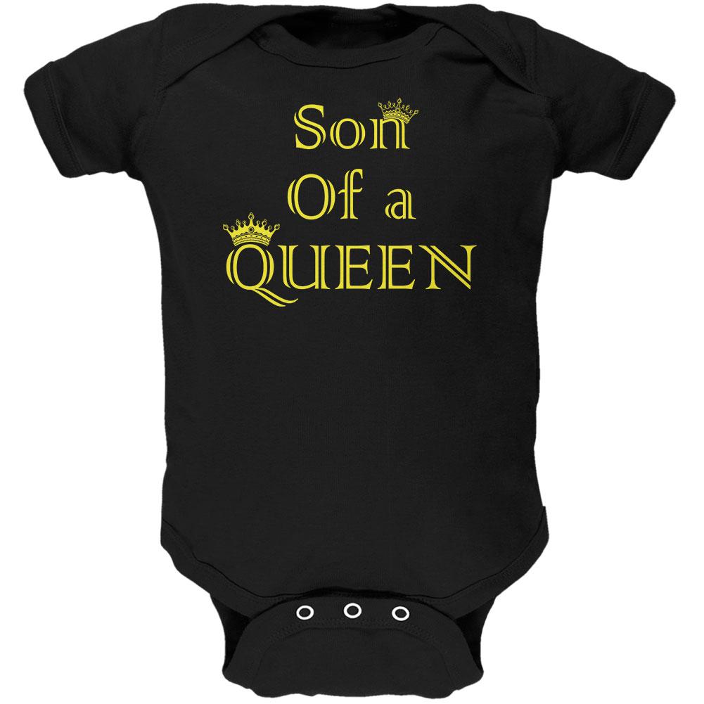 Mother's Day Son Of A Queen Soft Baby One Piece Baby One Piece Old Glory 0-3M Black 