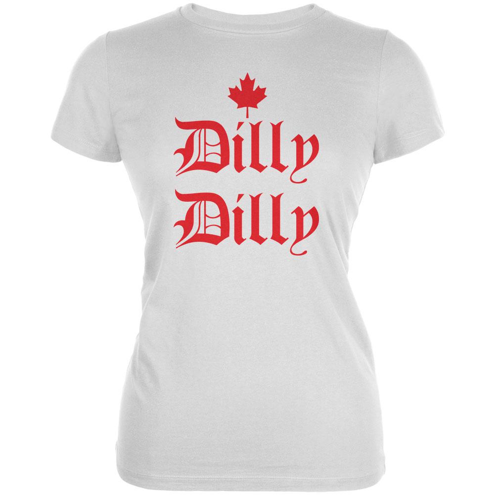 Dilly Dilly Canada Day Flag Maple Leaf Juniors Soft T Shirt Juniors T-Shirts Old Glory 2XL White 