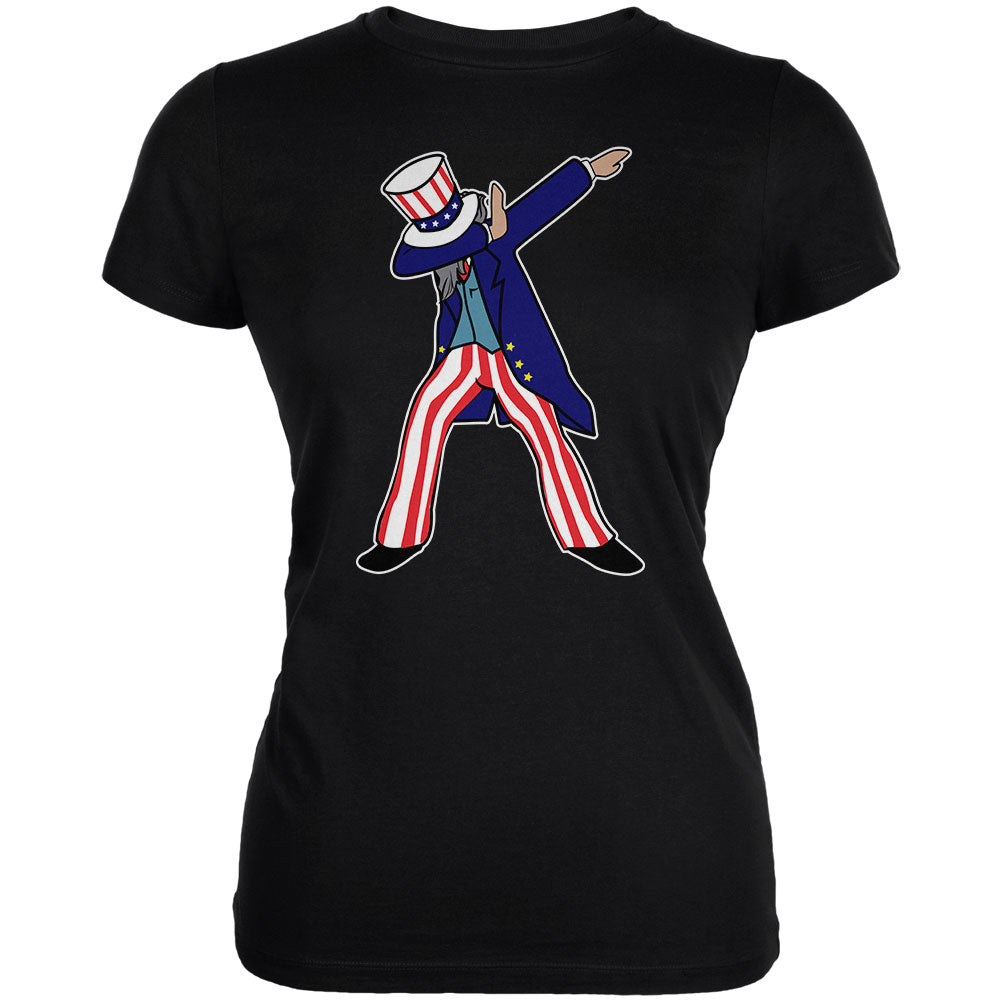 4th Of July Dabbing Uncle Sam Juniors Soft T Shirt Juniors T-Shirts 4th of July 2XL Black 