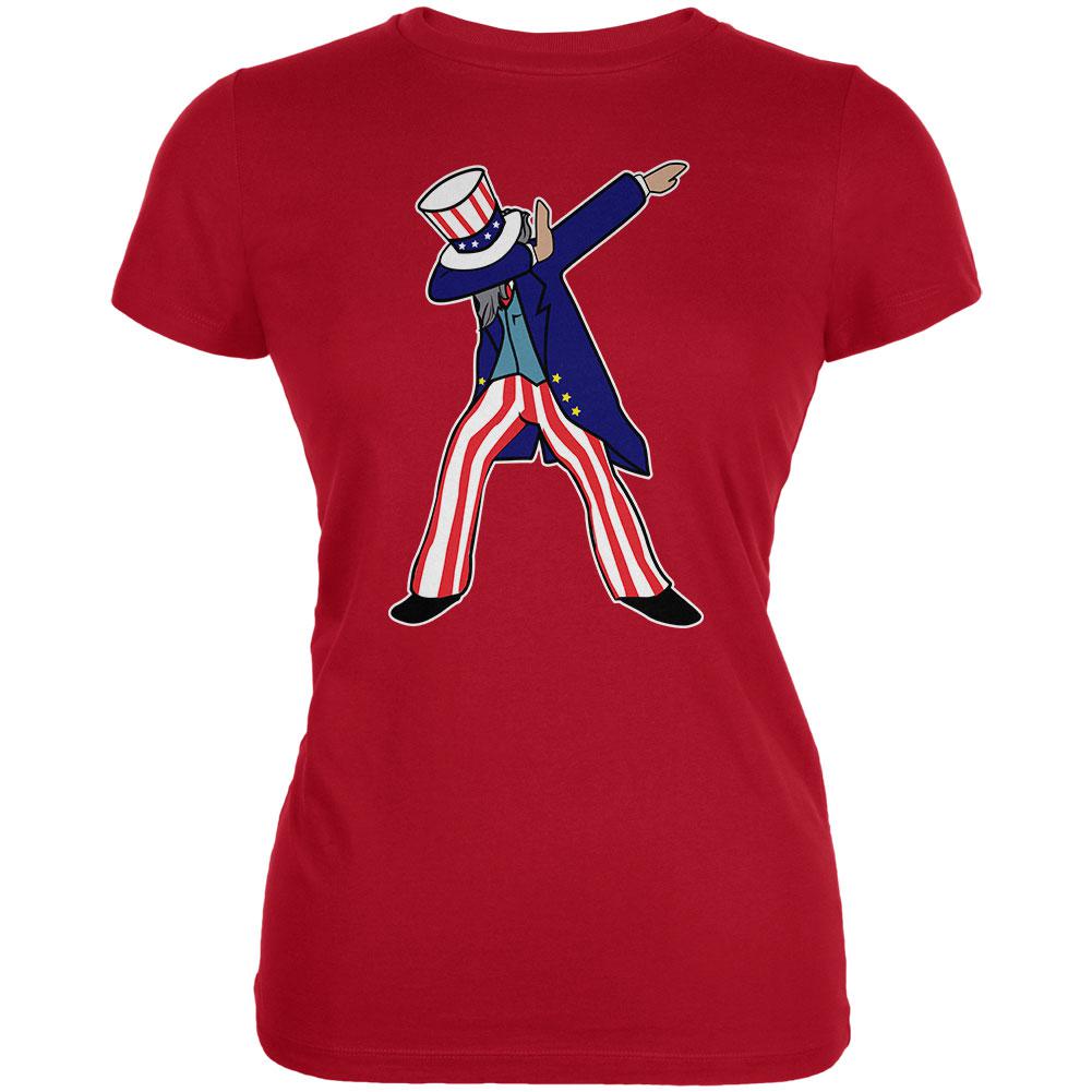 4th Of July Dabbing Uncle Sam Juniors Soft T Shirt Juniors T-Shirts 4th of July 2XL Red 