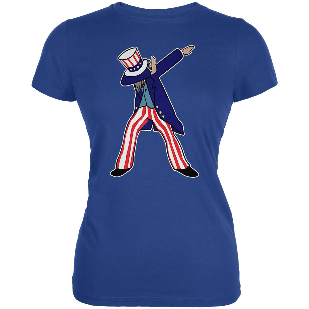 4th Of July Dabbing Uncle Sam Juniors Soft T Shirt Juniors T-Shirts 4th of July 2XL Blue 