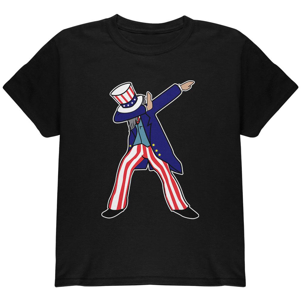 4th Of July Dabbing Uncle Sam Youth T Shirt Youth T-Shirts Old Glory LG Black 