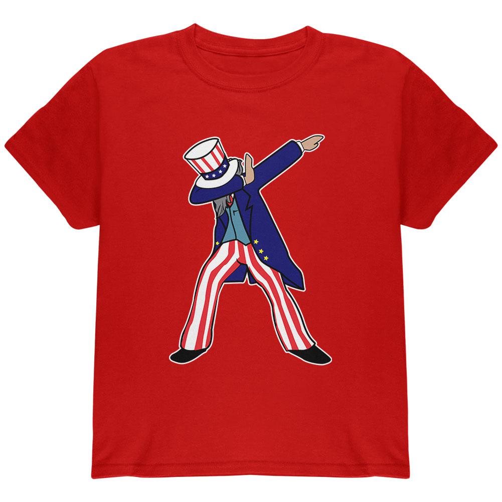 4th Of July Dabbing Uncle Sam Youth T Shirt Youth T-Shirts Old Glory LG Red 