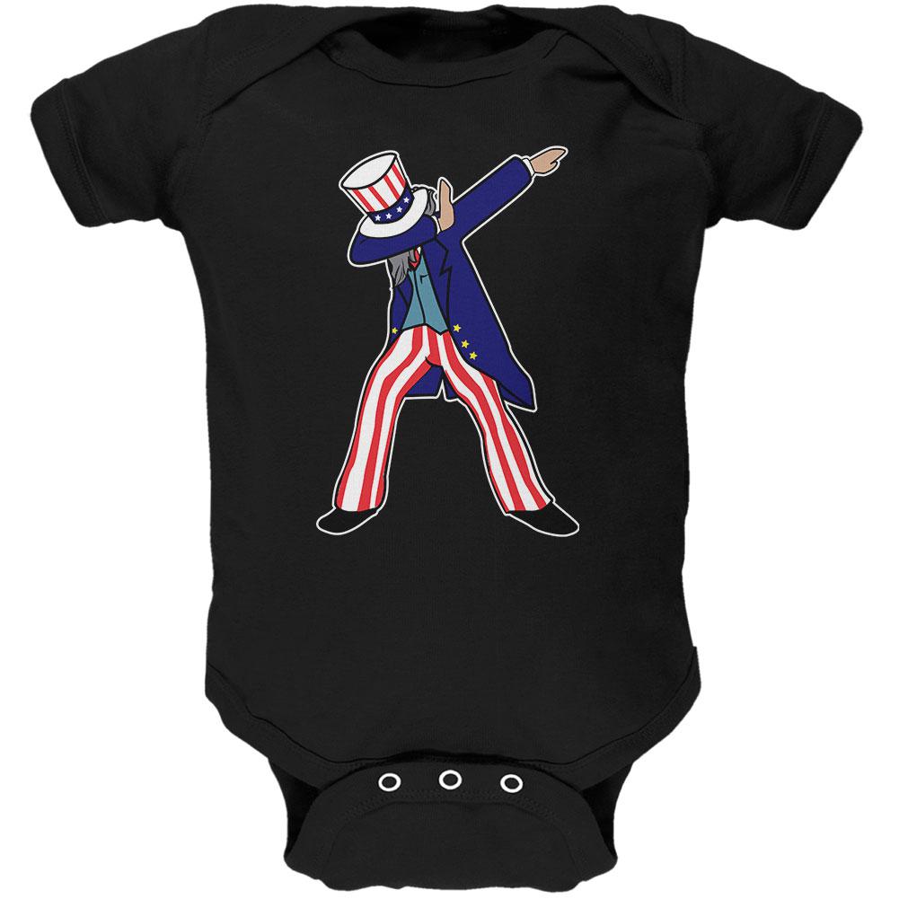 4th Of July Dabbing Uncle Sam Soft Baby One Piece Baby One Piece Old Glory 0-3M Black 