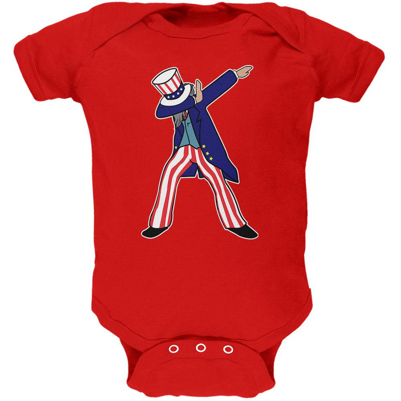 4th Of July Dabbing Uncle Sam Soft Baby One Piece Baby One Piece Old Glory 0-3M Red 