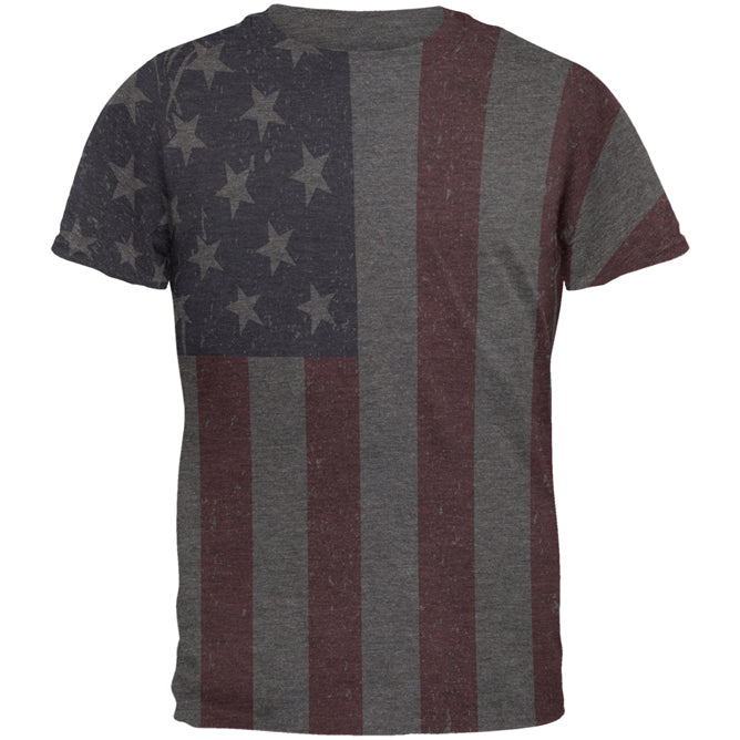 4th of July American Flag Distressed Men's Soft T-Shirt Men's T-Shirts Old Glory XL Charcoal 