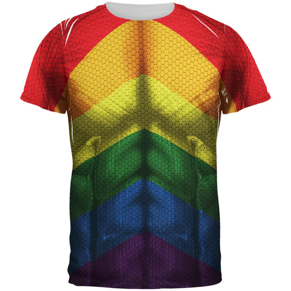 LGBT Gay Pride Superhero Costume All Over Mens T Shirt Men's T-Shirts Old Glory 2XL Multi 