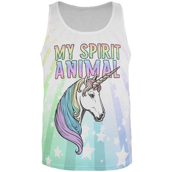 My Spirit Animal Unicorn Pastel Rainbow All Over Mens Tank Top Men's Tank Tops Old Glory 2XL Multi 