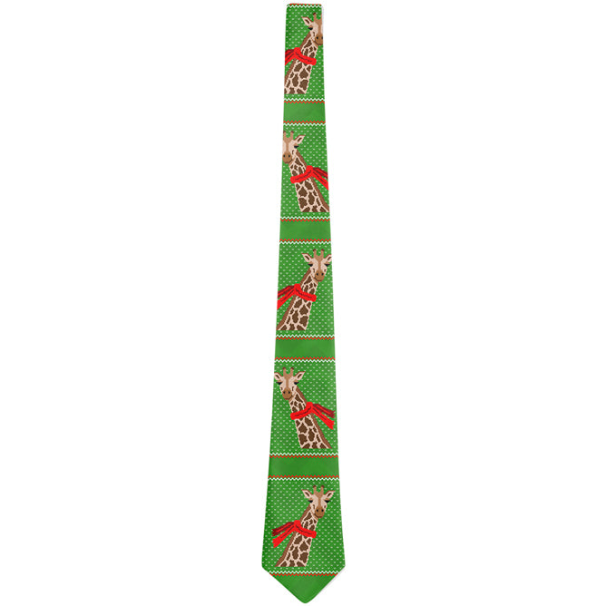 Ugly Christmas Sweater Big Giraffe Scarf All Over Neck Tie Men's Neck Ties Old Glory OS Multicolored 