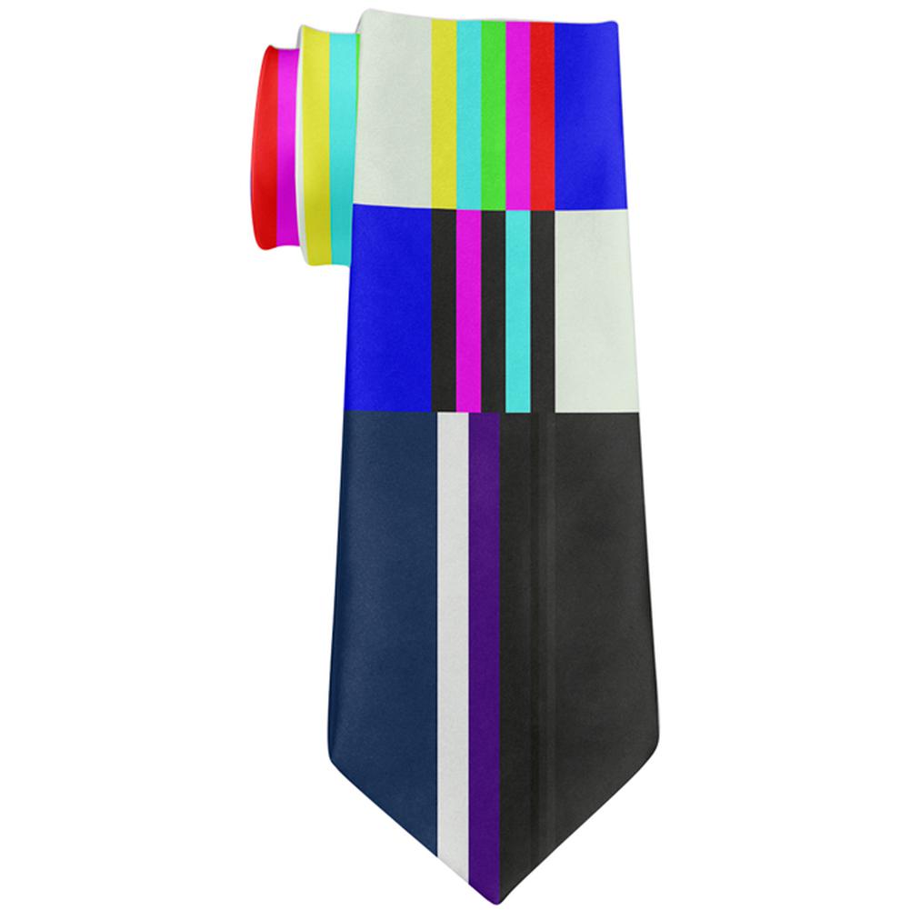 Halloween SMPTE Color Bars Late Night TV Costume All Over Neck Tie Men's Neck Ties Old Glory   