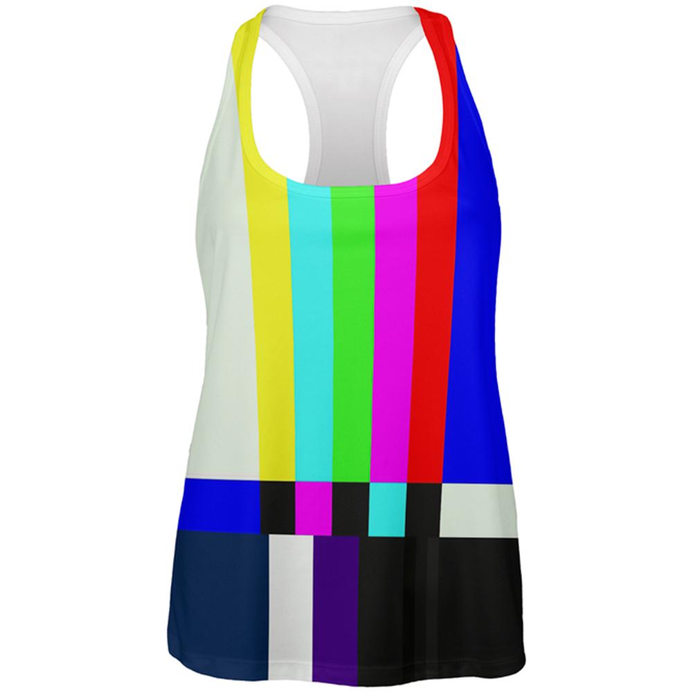 Halloween SMPTE Color Bars Late Night TV Costume All Over Womens Work Out Tank Top Women's Tank Tops Old Glory 2XL Multi 