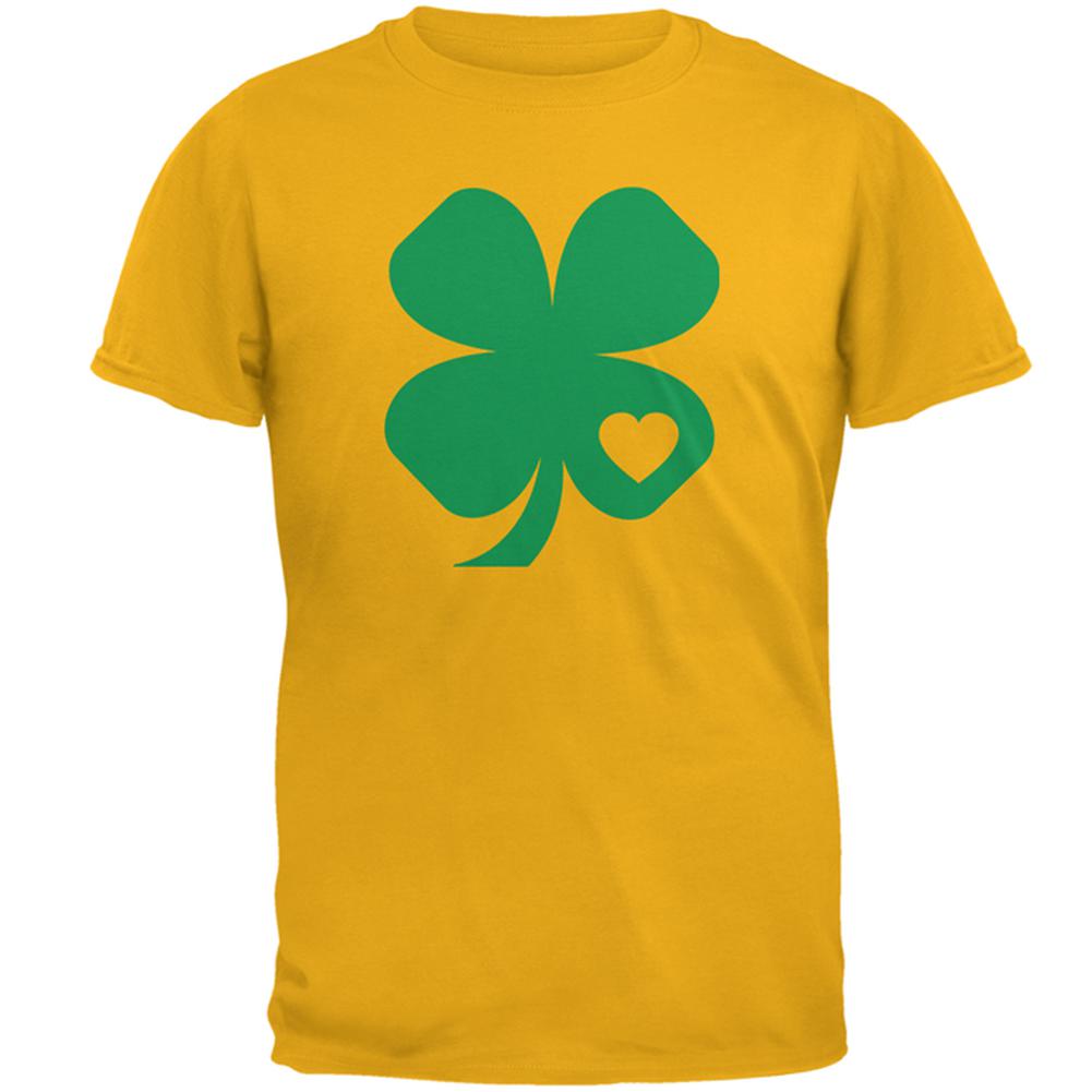 St. Patricks Day Shamrock Heart Mens T Shirt Men's T-Shirts Old Glory 2XL Gold 