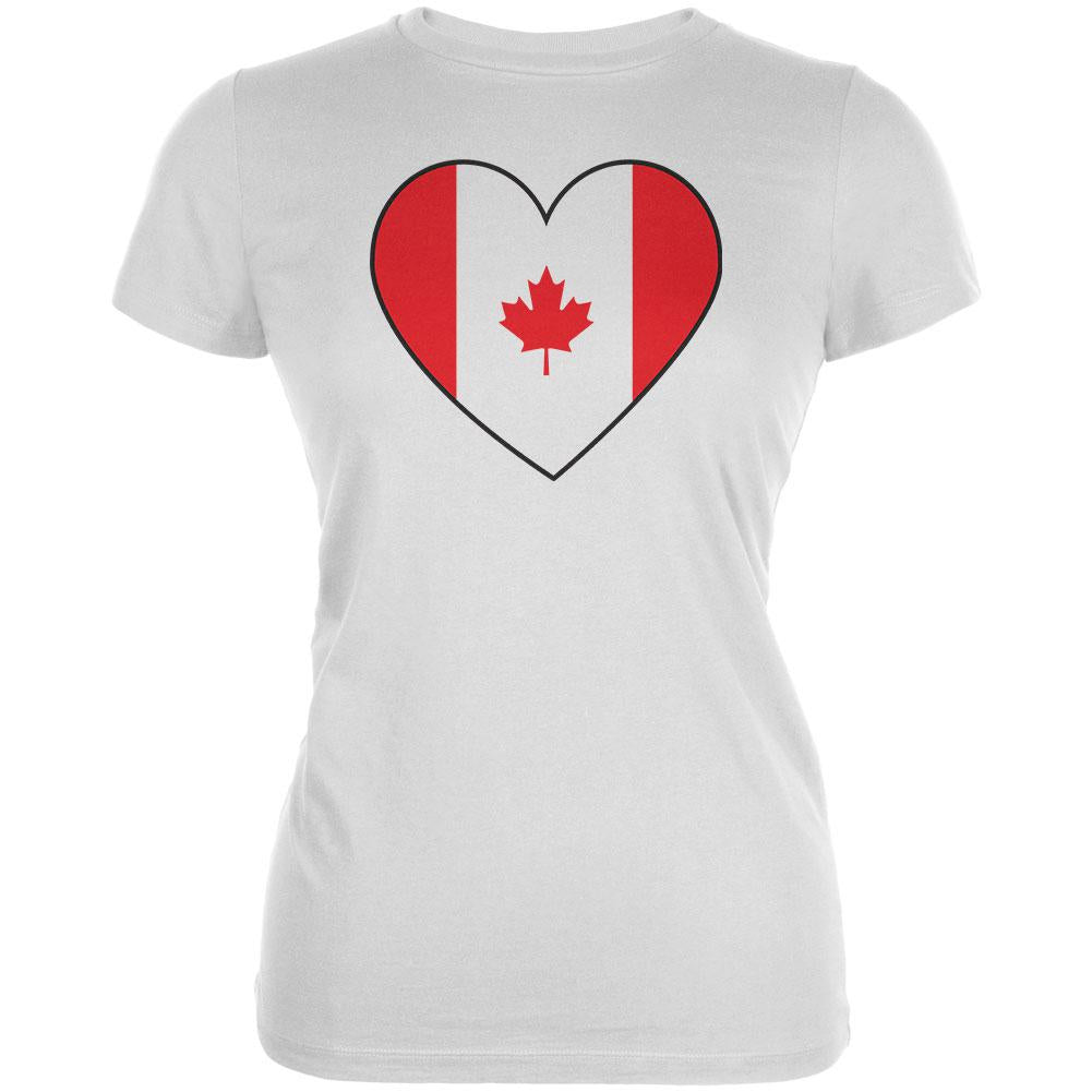 Canada Day Canadian Flag Heart Juniors Soft T Shirt Juniors T-Shirts Old Glory 2XL White 