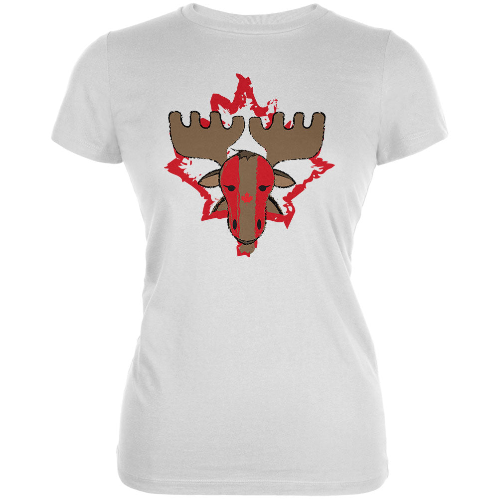 Canada Canadian Maple Leaf Moose Sports Paint Hockey Juniors Soft T Shirt Juniors T-Shirts Old Glory 2XL White 