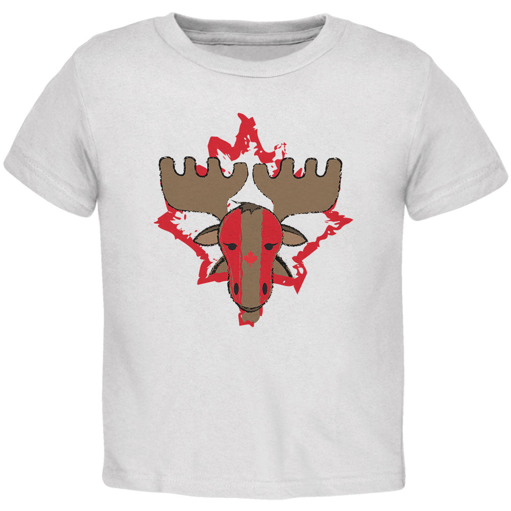 Canada Canadian Maple Leaf Moose Sports Paint Hockey Toddler T Shirt Toddler T-Shirts Old Glory 2T White 