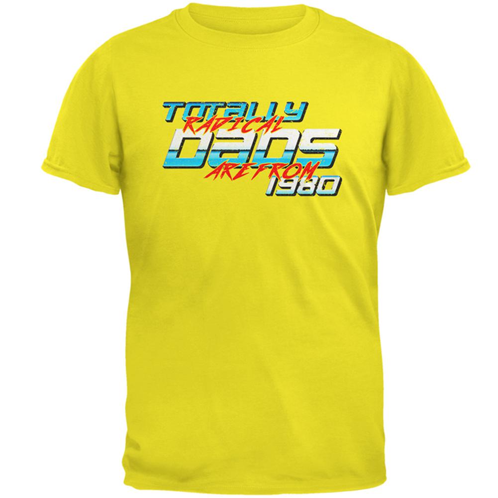 Totally Radical Dads 1980 Birthday Mens T Shirt Men's T-Shirts Old Glory 2XL Bright Yellow 