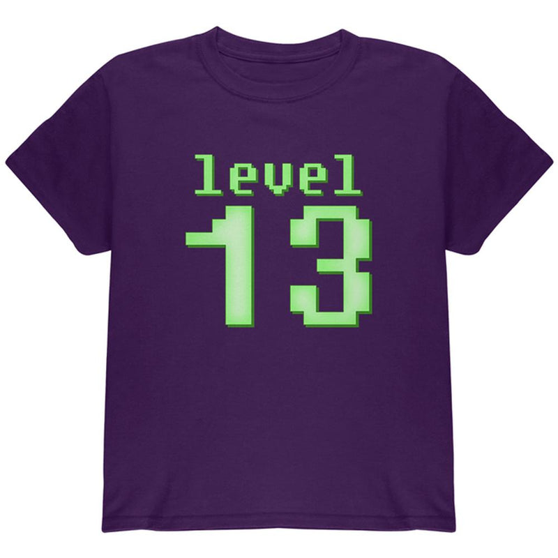 Gamer Milestone Birthday Level 13 Youth T Shirt Youth T-Shirts Old Glory LG Purple 