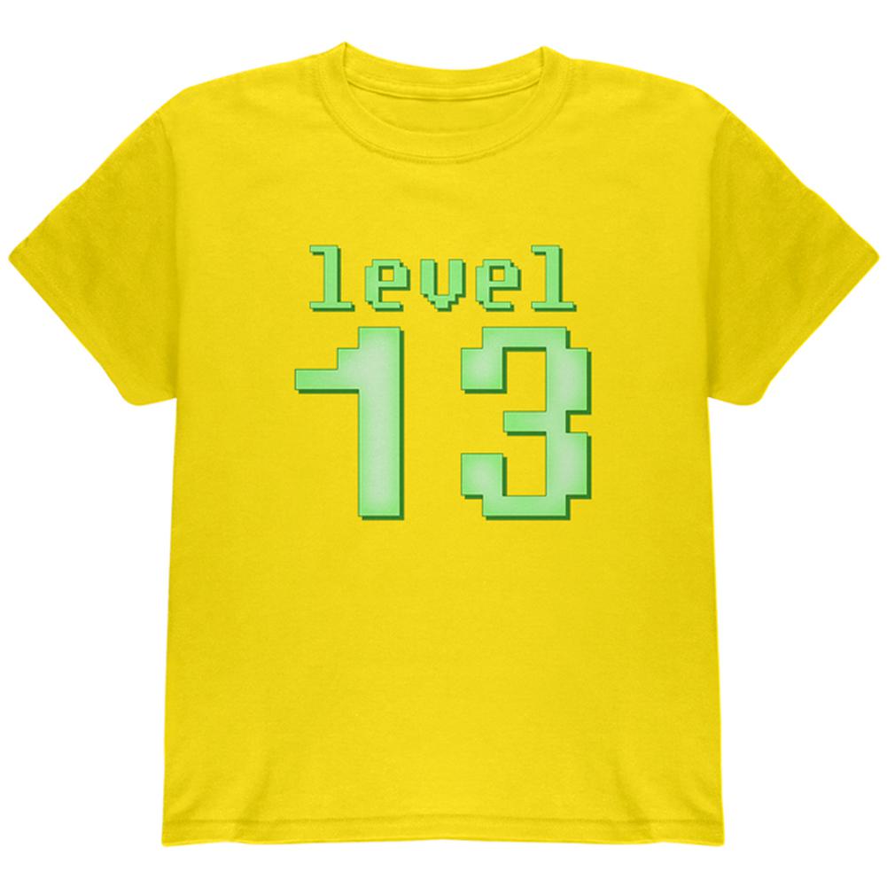 Gamer Milestone Birthday Level 13 Youth T Shirt Youth T-Shirts Old Glory LG Yellow 