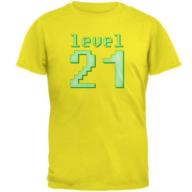 Gamer Milestone Birthday Level 21 Mens T Shirt Men's T-Shirts Old Glory 2XL Yellow 